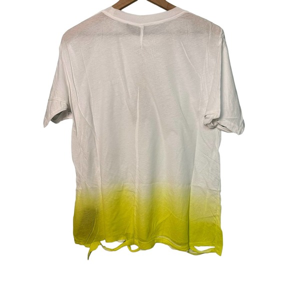 Unravel Project Lime and White Dip Dye Distressed Crew Neck Shirt - Picture 3 of 6